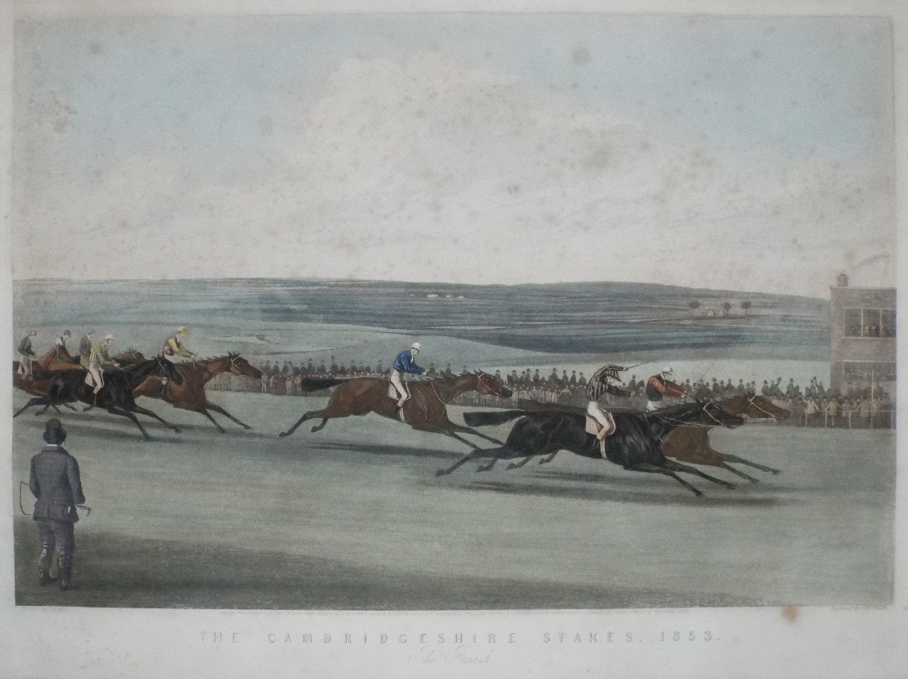 Aquatint - The Cambridgeshire Stakes, 1853. The Finish. - Smith